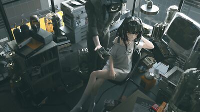 Anime Girls Controllers Messy  Gaming Mat Desk 14673