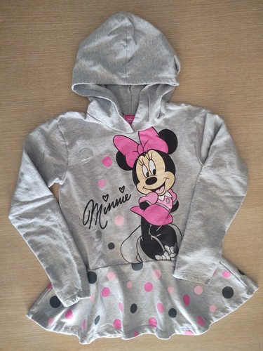 Girls Size 10/12 Gray Hoodie Minnie Mouse Sweatshirt with Flounce + Leggings - Picture 2 of 5
