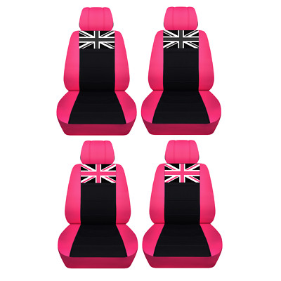 Fits 2005 to 2015 Mini Cooper Hot Pink and Black Car Seat Covers