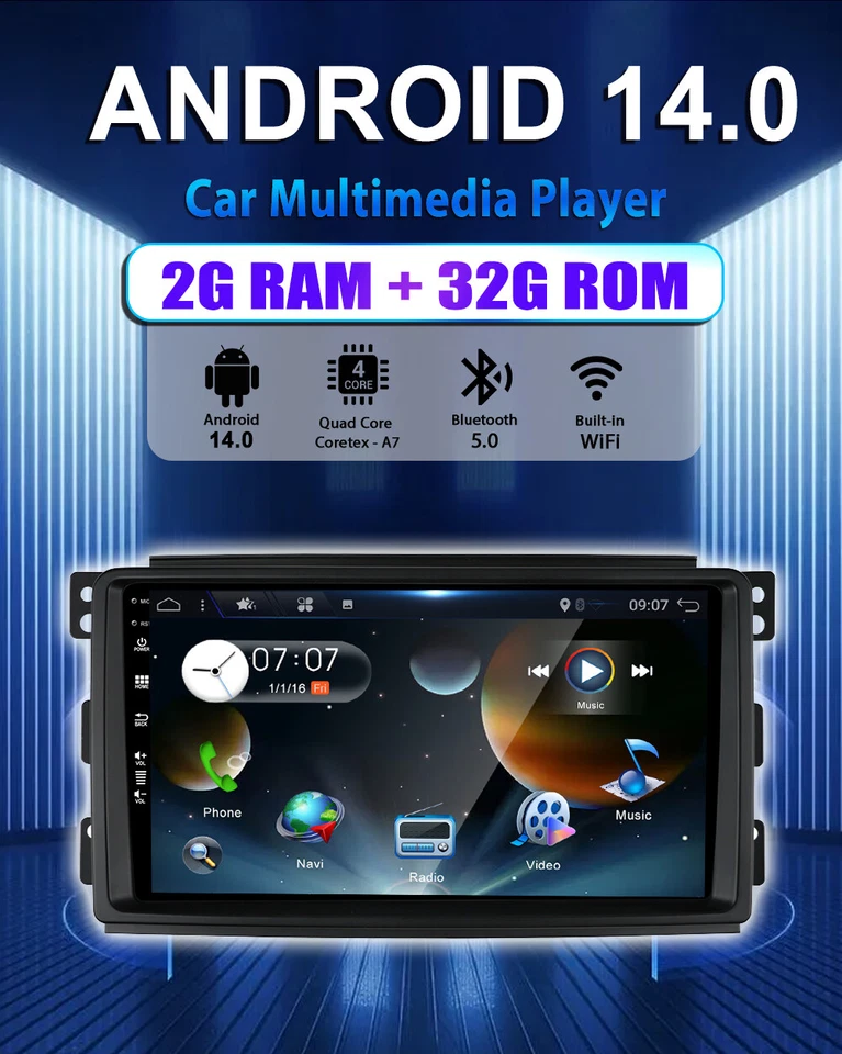 Für Mercedes Benz Smart Fortwo W451 Android Autoradio Car Play Navi GPS DSP 32GB - Bild 3 von 4