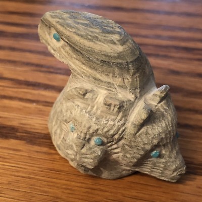 Zuni Hunter Protector Fetish PicassoMarble Wilfred Cheama Cat, Eagle, Wolf F4306
