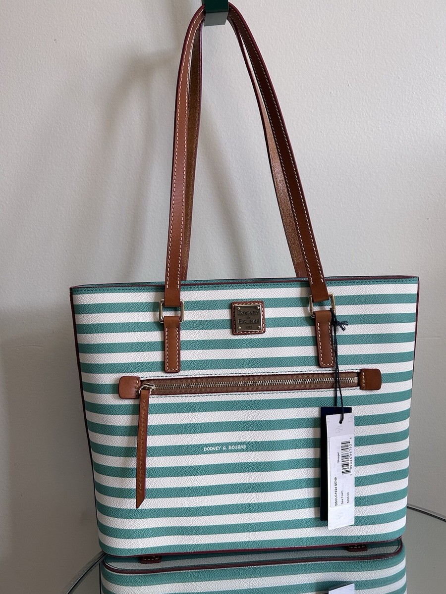 NWT Dooney & Bourke Sena Shopper Sea Foam Shoulder Bag Tote Stripe