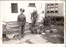 Handsome Soldier Man in Uniform US Military Americana 1940s Vintage Photograph