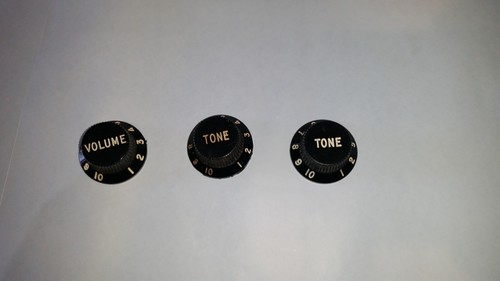 Jeu de boutons de commande de tonalité de volume Fender 1970 Stratocaster noir - Photo 1/6