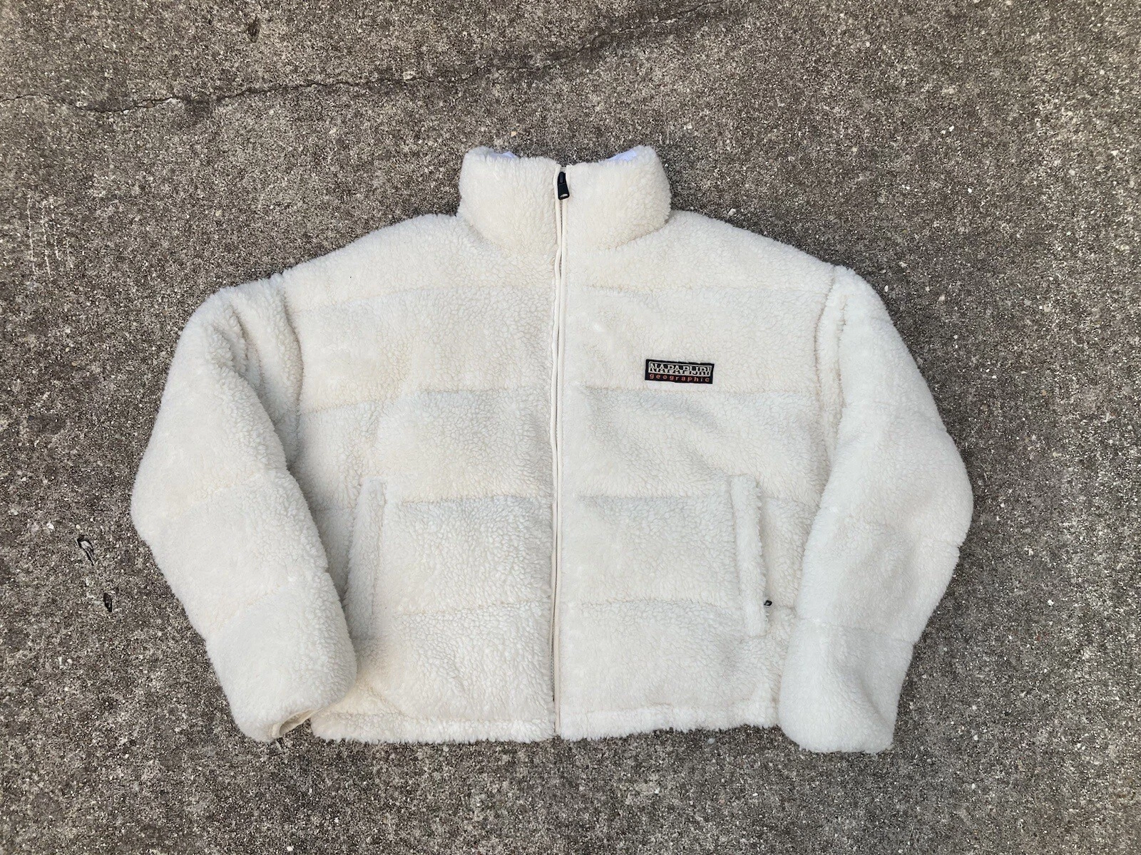 OFF WHITE Giacca tampone Napapijri Box borg taglia M donna NA4GFB bianca spenta ASOS