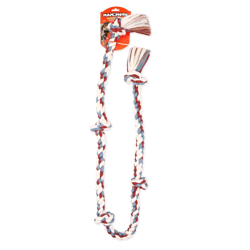 Juguete para perro cuerda de remolcador de 5 nudos mezcla de algodón con hilo dental Mammoth, Super XL, 72", nuevo Foto 3 de 4