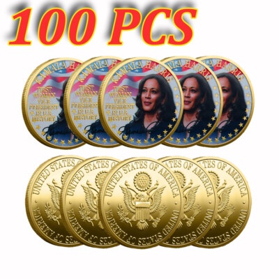 100PCS US 49th Vice President Kamala Harris Challenge  Coin 2024 Commemorative