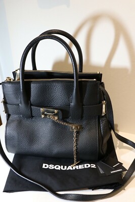 NWT DSQUARED2 BLACK LEATHER SHOULDER CROSSBODY BAG