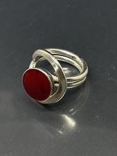 Vintage Southwestern Sterling Silver 925 Red Coral Ring Sz 6.25 8.35g