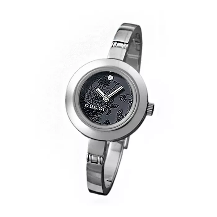 GUCCI 105 Series Diamond Black Flower Dial Ladies Watch YA105510 ~ Great Gift