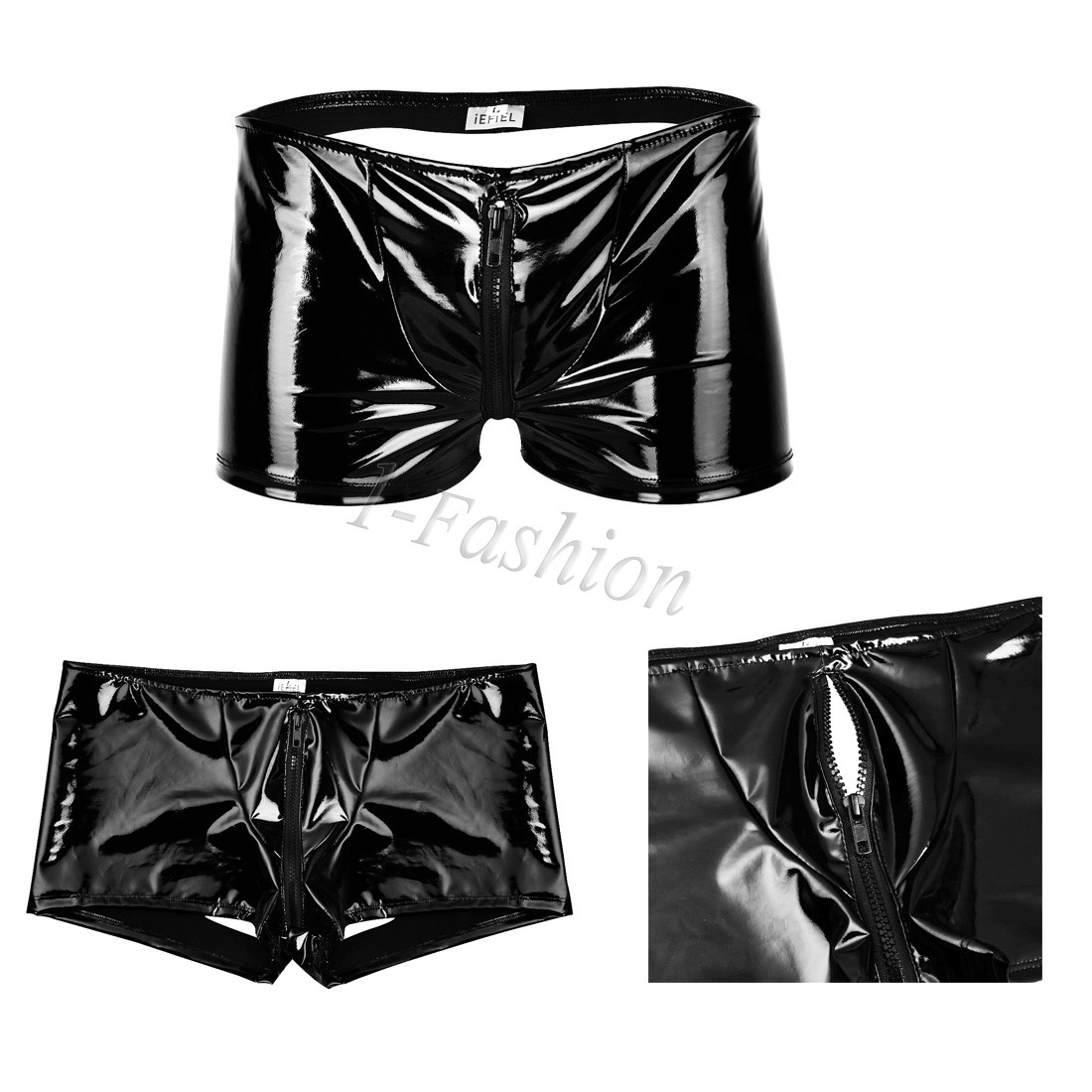 Mens Panties Patent Leather Briefs Shorts Underwear Zipper Metallic Boxer Thongs eBay