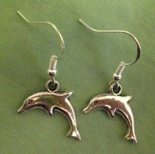 DOLPHINS EARRINGS - Pewter with Sterling Silver Ear Wires PORPOISE