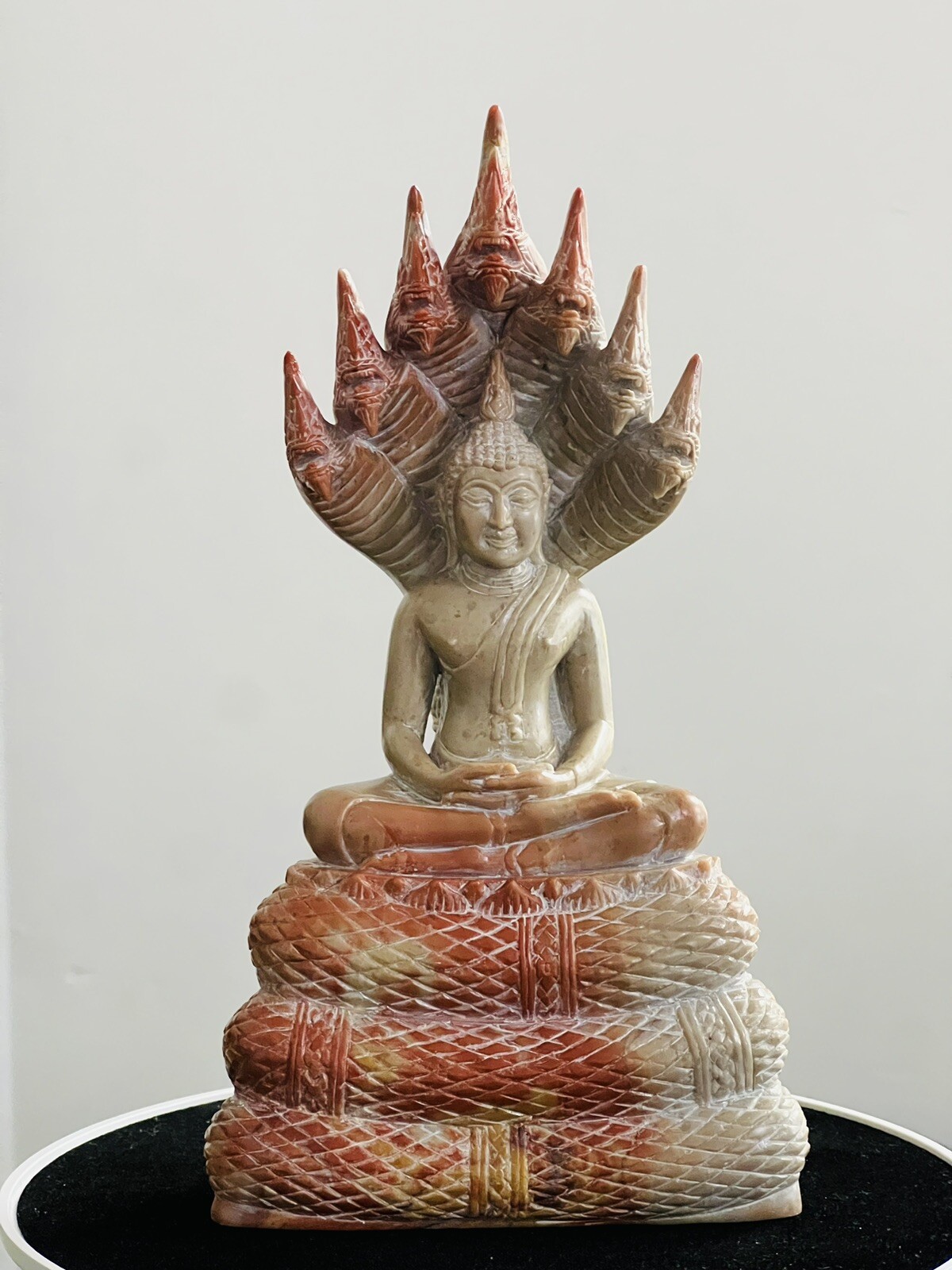 Vintage Hand Carved Soapstone Buddha  Sculpture 9 3/4” Tall