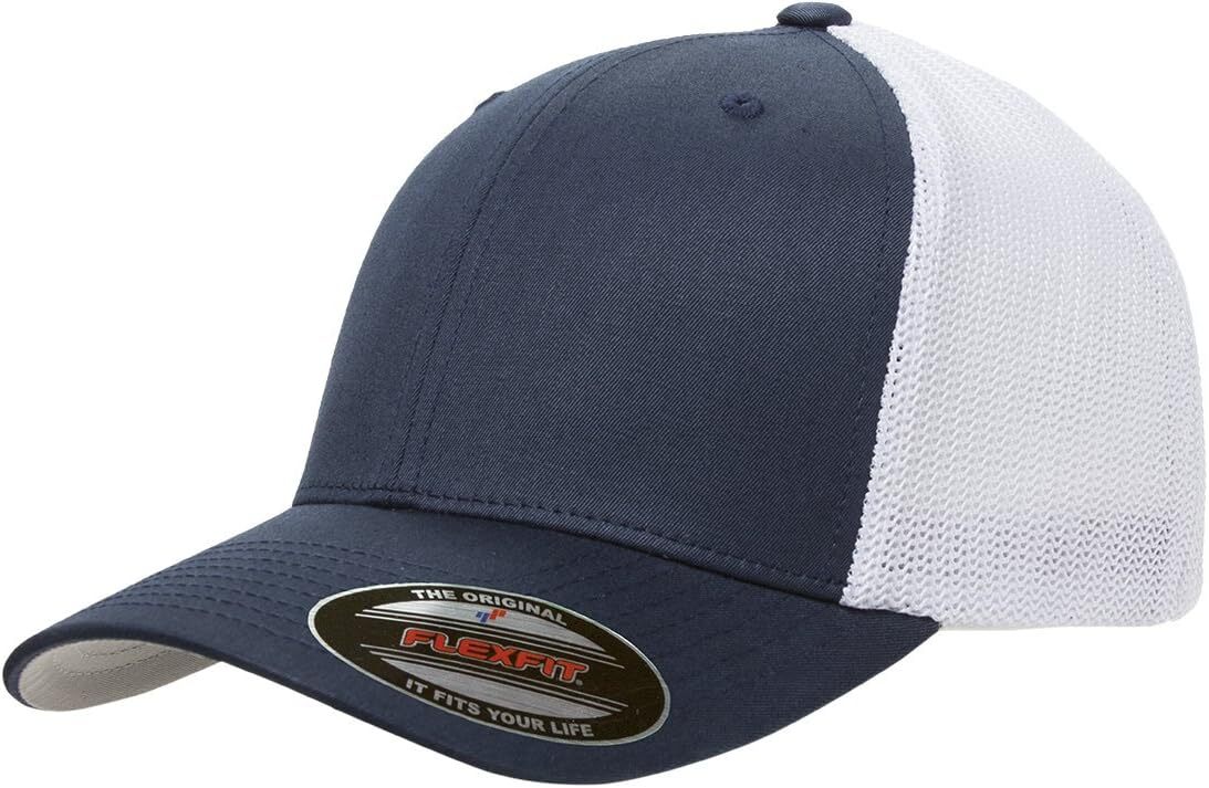 Flexfit Men's Trucker Mesh Cap-2-Tone, Navy/White, One Size