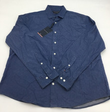 Tommy Hilfiger Mens Flex Collar Regular Fit Shirt, Medium Wash, L 16-16.5 34/35