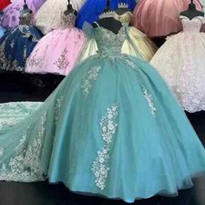 Princess Quinceanera Dresses Sweet 16 Lace Applique Ball Gown Birthday Party