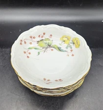 Vintage Mitterteich Bavaria Yellow Rose Berry Sauce Bowl Set/6 Floral 5.25"