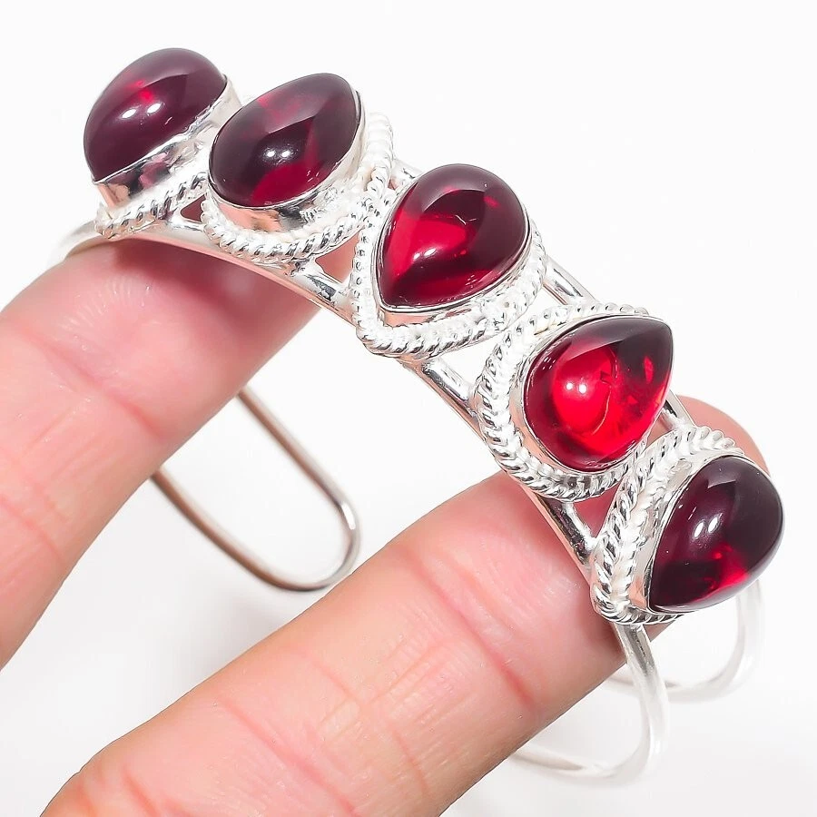 VALENTINO Bracciale Gioielli Argento Sterling 925 Gemma Corniola Rossa Regolabile