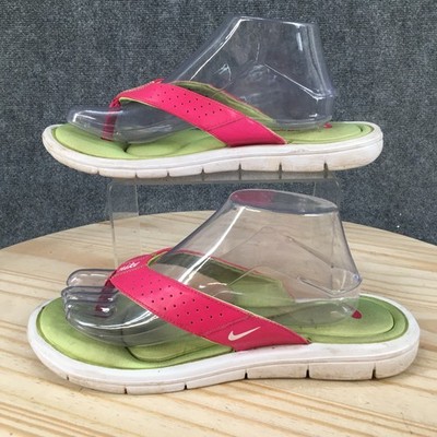 Nike Comfort Thong Sandals Womens 11 Toe-Post Comfort Casual Low Top Green Pink