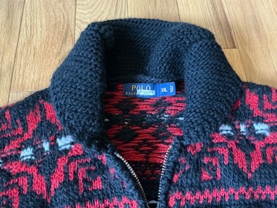 Unisex XXL VINTAGE POLO Ralph Lauren Cardigan Cowichan Sweater