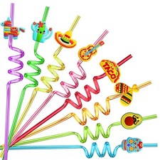 24 Cinco De Mayo Fiesta Party Favors Drinking Straws for Mexican Fiesta Taco ...
