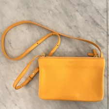 CELINE TRIO Shoulder Bag in Yellow Leather wi...