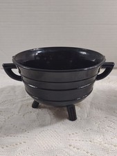 Vintage Black Milk Glass Footed Bowl Planter Amethyst Candy Dish Open Sugar