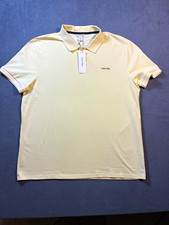Calvin Klein Men's Cream Polo Shirt XL Short Sleeve Solid Cotton Logo