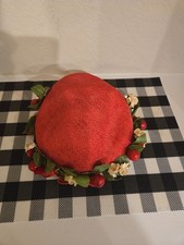 Elizabeth vintage red straw hat with flowers and fruit
