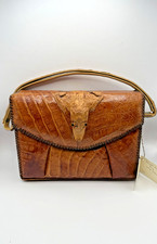 Vintage Genuine Alligator Crocodile Purse Handbag Brown New With Tag