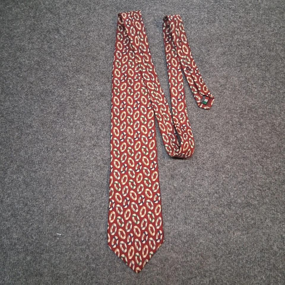 Anillo Windsor Corbata Tema Náutico Vida Prevserver AOP 100% Seda Rojo 56 x3.75 Foto 4 de 4