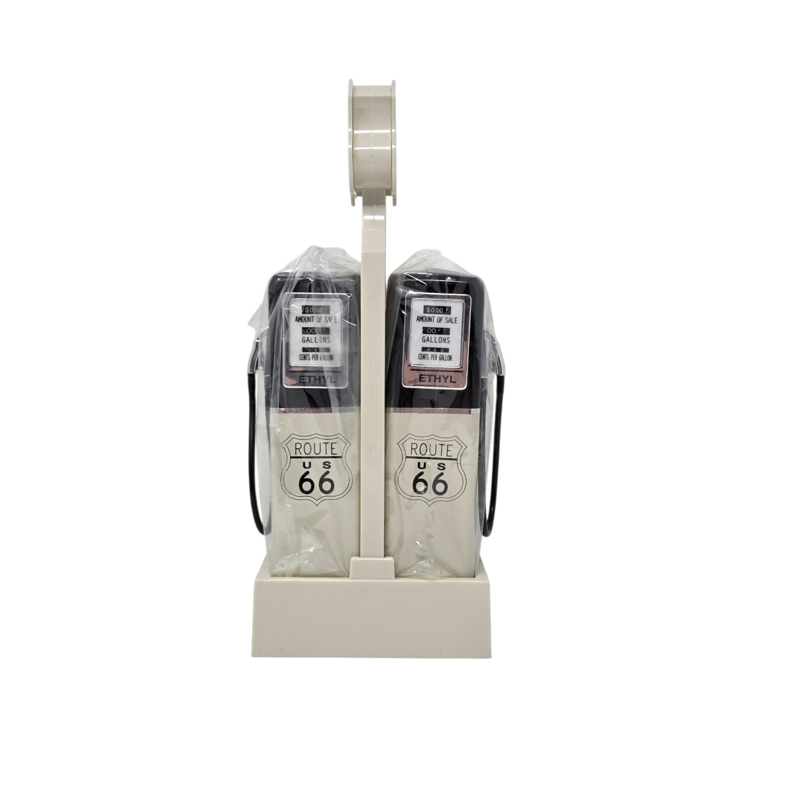 1996 Route 66 Gas Pump Salt Pepper Shakers Lighted Stand NIB Shadle Ethyl