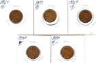(5) LINCOLN WHEAT CENTS~1916S, 1917S, 1926D, 1929D, & 1929S~VERY FINE