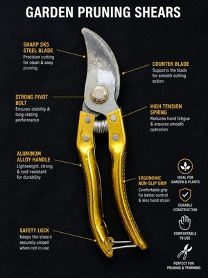 Garden Pruning Shears Hand Pruner SK5 Steel Blade Heavy Duty Clippers Used