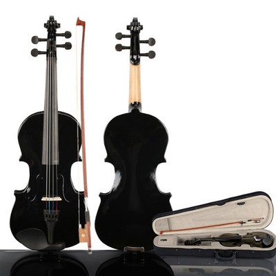 US Black 3/4 Basswood Acoustic Violin Fiddle w/Case Bow Rosin Kit