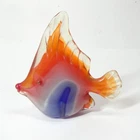 Murano Glass Fish Figurine Paperweight Vintage 4.25" Orange Red Blue