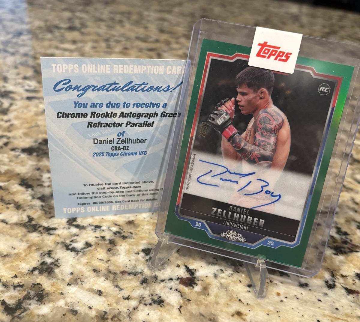 Daniel Zellhuber 2025 Topps Chrome Rookie Auto Green /99 With