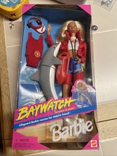 VTG BAYWATCH Barbie Beach Lifeguard Doll with Dolphin Accessories Mattel 1994