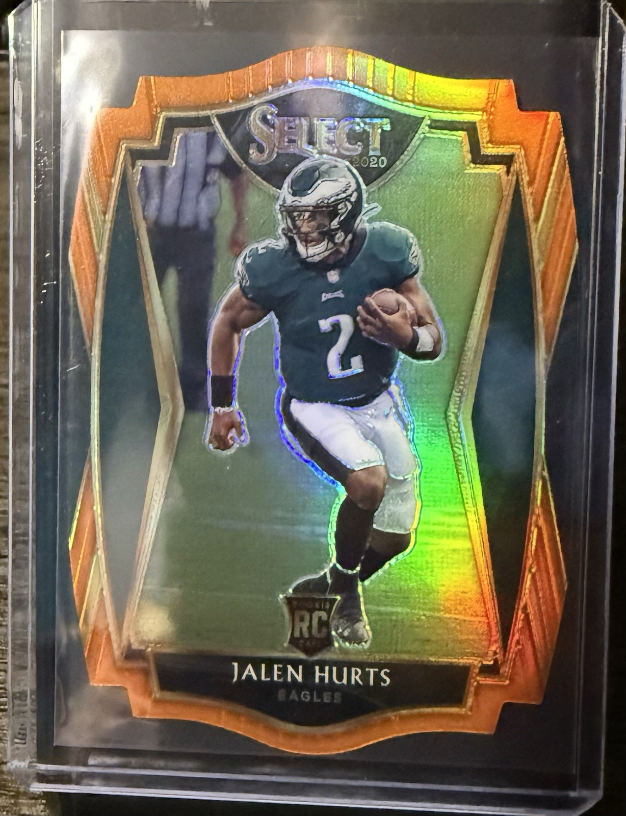 2020 Panini Select - Premier Level Jalen Hurts #150 Orange Prizm Die-Cut (RC)