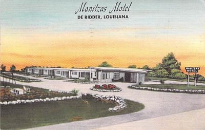 Manitzas Motel De Ridder Louisiana Vintage Postcard 1955 Chrome Era
