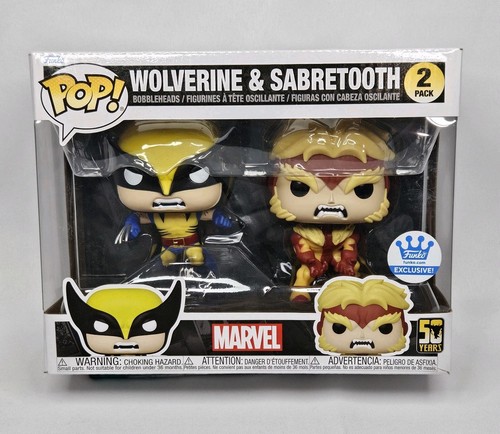 Funko Exclusive Pop Wolverine Sabretooth Vinyl Figur Marvel 2-Pack Bobblehead - Bild 1 von 7