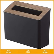 Sleek Minimalist Tabletop Trash Can With Wood Lid Waste Bin 22 x 9 x 15.5 cm