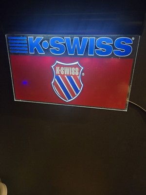 K-Swiss Tennis Shoes Advertising Sign plexiglass Hanging Works 16'' x 12.5''