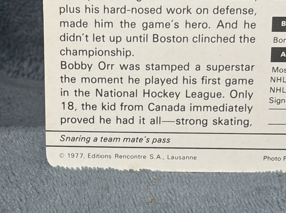 Sportscaster NHL 1977 hockey Bobby Orr Boston Bruins ¡hecho en Japón! Foto 3 de 4