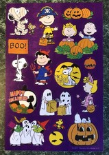 Cute Peanuts Halloween Snoopy Character Sticker Sheet, American Greetings, 2017