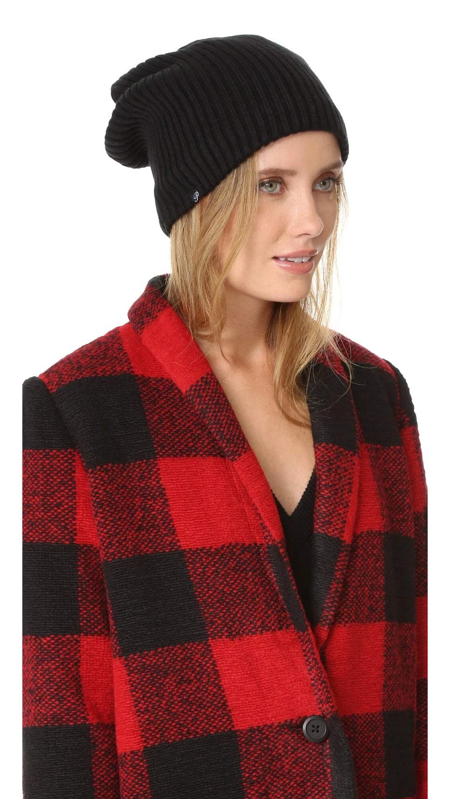 Plush Apparel Ribbed Knit Fleece Lined Beanie Black