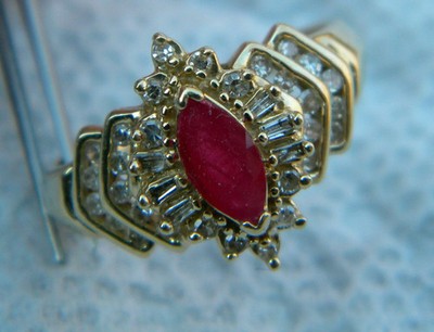 Women's Wedding Ring 2CT Marquise Cut Red Ruby Simulated 14K Yellow Gold Plated