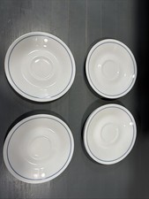 Corelle by Corning Saucers Set of 7 Blue Line off Edge on White
