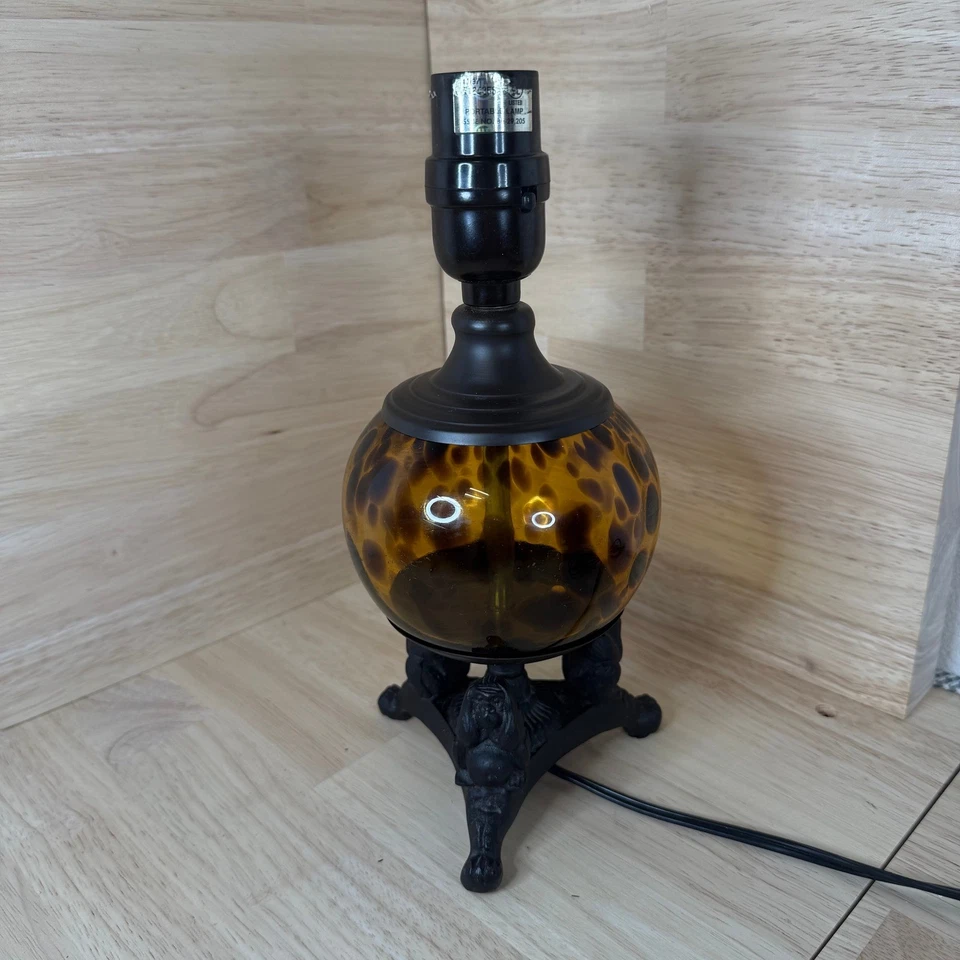 Lámpara de cristal tortuga marrón estilo vintage con base de hierro fundido mono ver/escuchar mal Foto 2 de 4