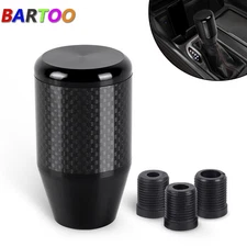 Black Carbon Fiber Universal Aluminum Trim Manual Gear Shift Knob Shifter Lever